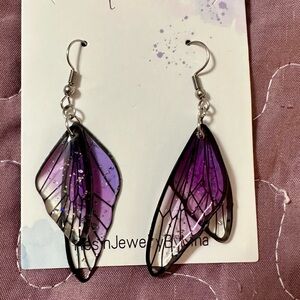 Handmade Purple Wing Drop Earrings - Women Jewelry